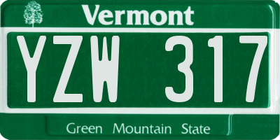 VT license plate YZW317