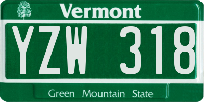 VT license plate YZW318