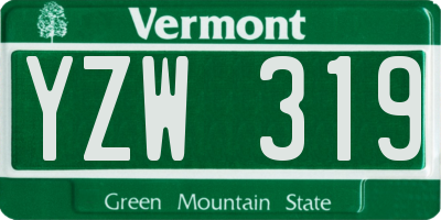 VT license plate YZW319