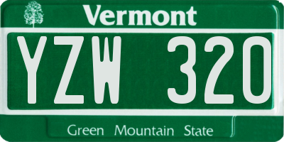 VT license plate YZW320