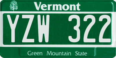 VT license plate YZW322