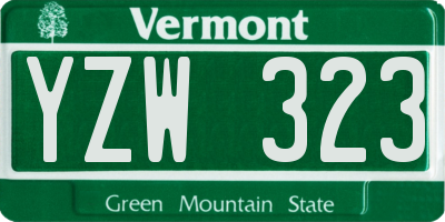 VT license plate YZW323