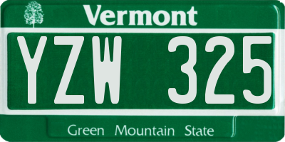 VT license plate YZW325