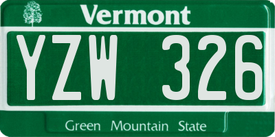 VT license plate YZW326