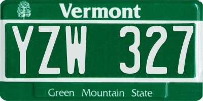 VT license plate YZW327
