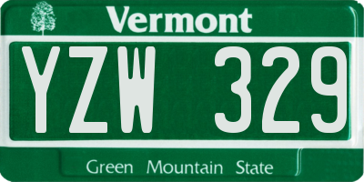 VT license plate YZW329