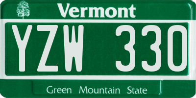 VT license plate YZW330