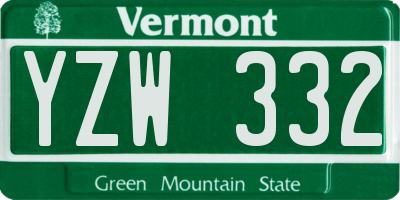 VT license plate YZW332