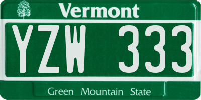 VT license plate YZW333