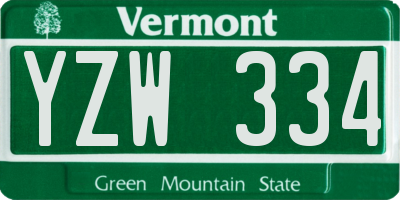 VT license plate YZW334