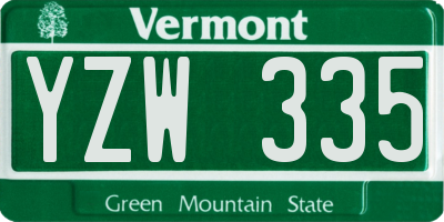 VT license plate YZW335