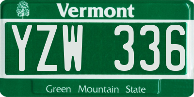 VT license plate YZW336