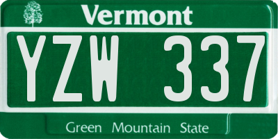 VT license plate YZW337