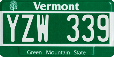 VT license plate YZW339