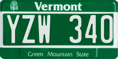 VT license plate YZW340