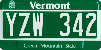 VT license plate YZW342
