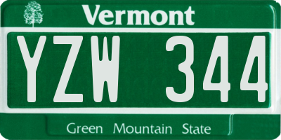 VT license plate YZW344