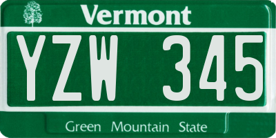 VT license plate YZW345