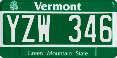 VT license plate YZW346