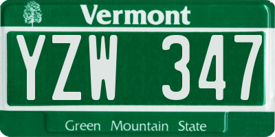 VT license plate YZW347