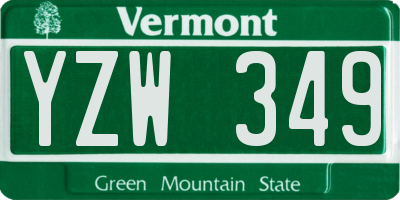 VT license plate YZW349