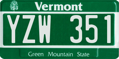 VT license plate YZW351