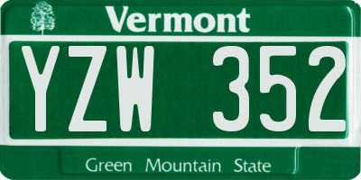 VT license plate YZW352