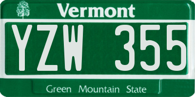 VT license plate YZW355