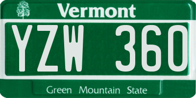VT license plate YZW360