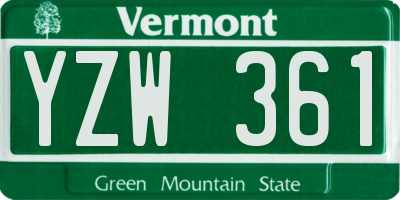 VT license plate YZW361