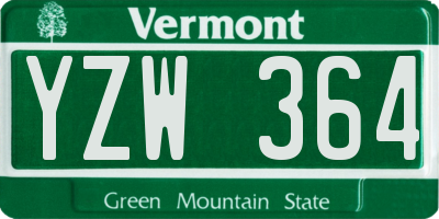 VT license plate YZW364