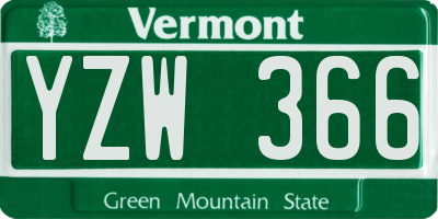 VT license plate YZW366