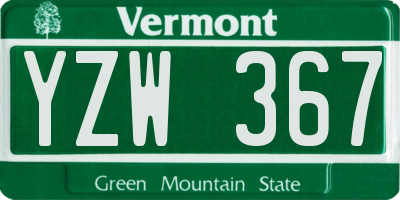 VT license plate YZW367