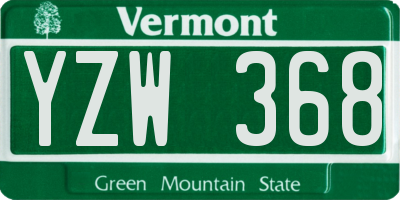 VT license plate YZW368