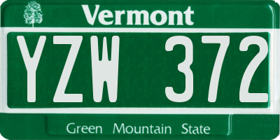 VT license plate YZW372