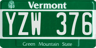 VT license plate YZW376