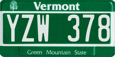VT license plate YZW378