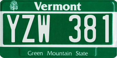 VT license plate YZW381