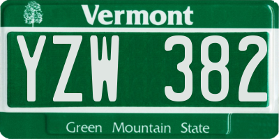 VT license plate YZW382