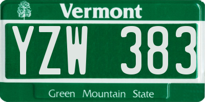 VT license plate YZW383