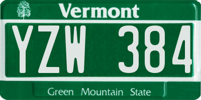 VT license plate YZW384