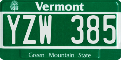 VT license plate YZW385