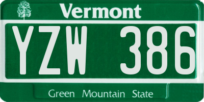 VT license plate YZW386