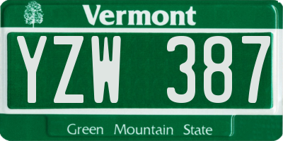 VT license plate YZW387