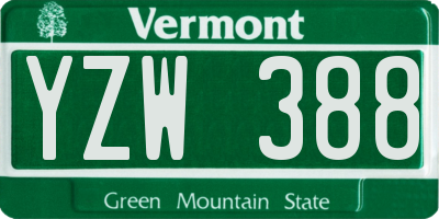 VT license plate YZW388