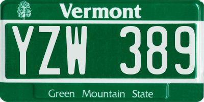VT license plate YZW389
