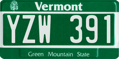 VT license plate YZW391