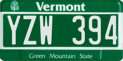 VT license plate YZW394