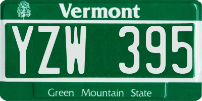 VT license plate YZW395