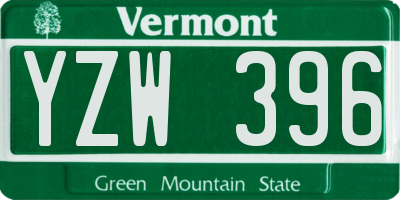 VT license plate YZW396